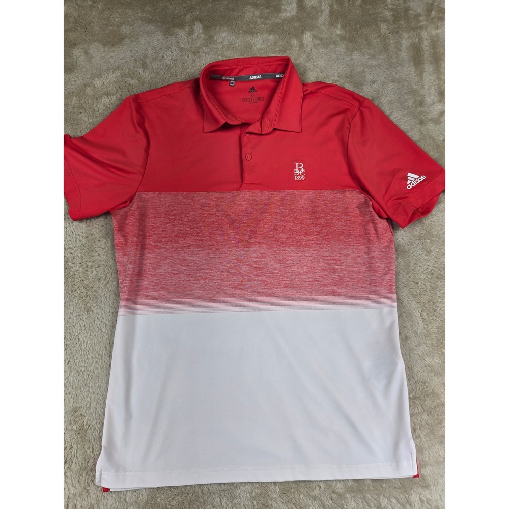 The Berkshire Country Club Adidas Mens Red White Gradient Golf Polo Shirt Size M